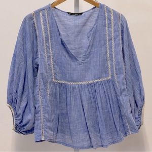 Zara blue peasant top